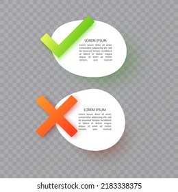 Green check mark icon and red cross mark. checklist signs, approval badge, vector illustration