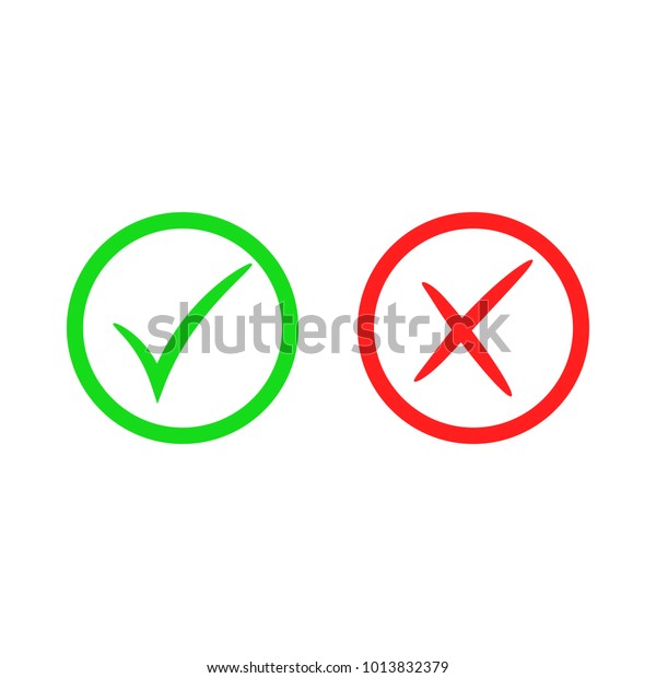 Green Check Mark Icon Red Cross Stock Vector Royalty Free