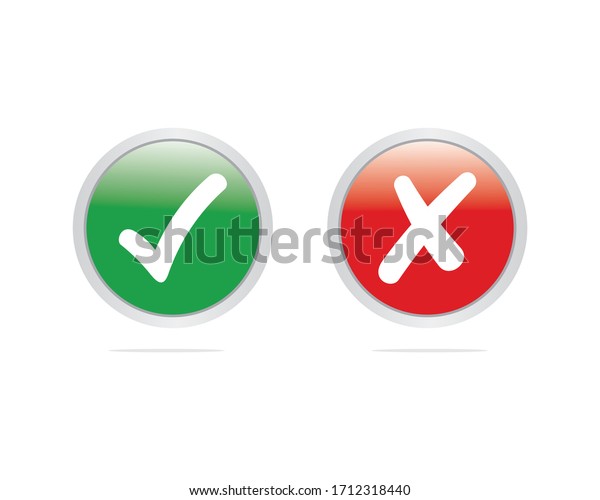 Green Check Mark Icon Red Cross Stock Vector Royalty Free 1712318440
