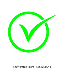 Green check mark icon set. Circle vector illustration