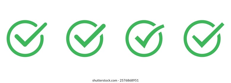 Green check mark icon set.