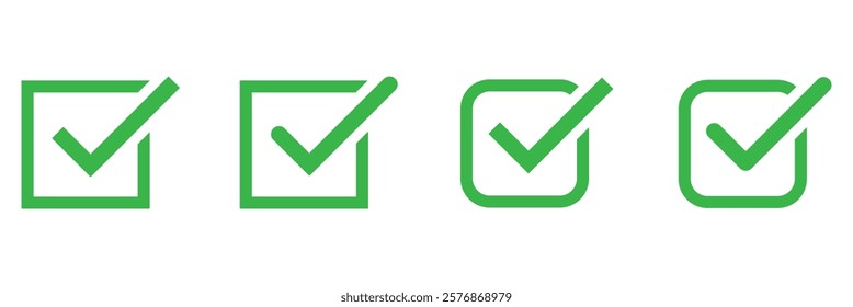 Green check mark icon set.