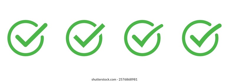 Green check mark icon set.
