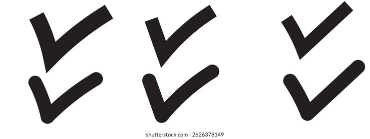 Green check mark icon set, hand-drawn checkmark illustration, approval check icon isolated on transparent green check mark symbols