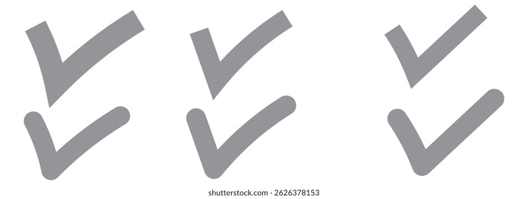Green check mark icon set, hand-drawn checkmark illustration, approval check icon isolated on transparent green check mark symbols
