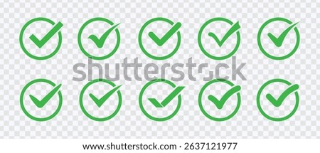 Green Check Mark Icon Set – Confirmation and Approval Symbols