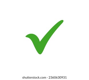 Green Check Mark icon. Simple check mark. Quality sign icon. Checklist symbol. Correct vote choice isolated symbol. Approval check flat style vector design and illustration.
