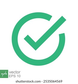 Icono de marca de verificación verde. Estilo plano simple. Símbolo de la marca, Casilla de verificación, derecha, marca de verificación, sí, correcto, aceptación, concepto aceptable. Ilustración vectorial aislada sobre fondo blanco. EPS 10.