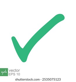 Green check mark icon. Simple flat style. Tick symbol, checkbox, right, checkmark, yes, correct, acceptance, ok concept. Vector illustration isolated on white background. EPS 10.