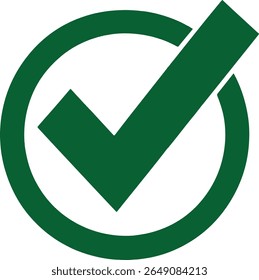 Green Check Mark Icon Symbol of Confirmation Success and Approval