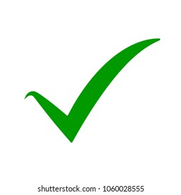 Green check mark icon. Tick symbol in green color, vector illustration.