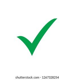 Green check mark icon. Tick symbol in green color, vector illustration.