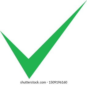 Green check mark icon. Tick symbol in green color, vector illustration.