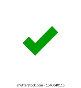 Green check mark icon. Tick symbol in green color, vector illustration.