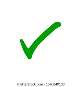 Green check mark icon. Tick symbol in green color, vector illustration.