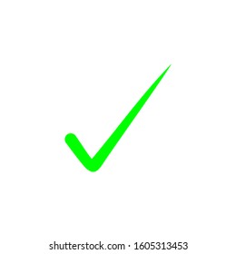 Green check mark icon. Tick symbol in green color, vector illustration.