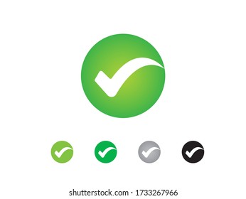 Green check mark icon. Tick symbol in green color, vector illustration