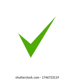 Green check mark icon. Tick symbol in green color, vector illustration.