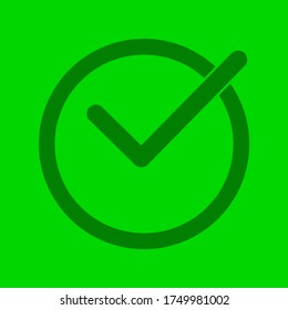 Green check mark icon. Tick symbol in green color, vector illustration.