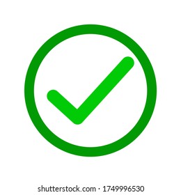 Green check mark icon. Tick symbol in green color, vector illustration.