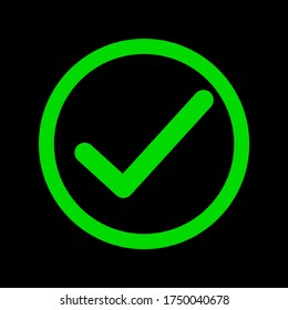 Icono de marca de verificación verde. Símbolo de marca en color verde, ilustración vectorial.