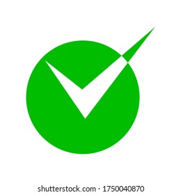 Green check mark icon. Tick symbol in green color, vector illustration.