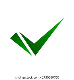 Green check mark icon. Tick symbol in green color, vector illustration.