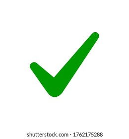 Green check mark icon. Tick symbol in green color, vector illustration.