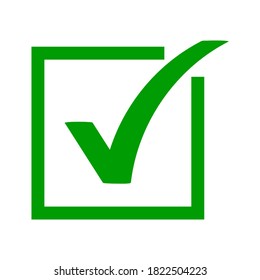 Icono de marca de verificación verde. Símbolo de marca en color verde, ilustración vectorial. Pasos 10