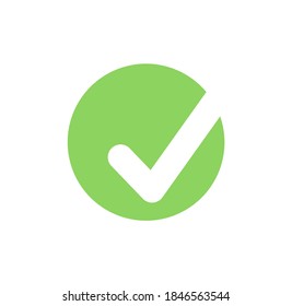 Green check mark icon. Tick symbol in green color, vector illustration.