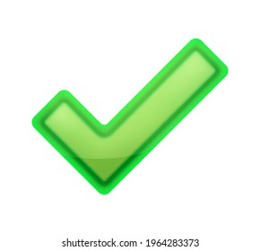 Green check mark icon. Tick value: Yes, Ok, Accepted, Correct, Approved, Correct, Right. Vector illustration isolated on white background.