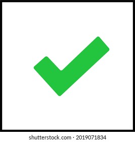 Green check mark icon. Tick symbol in green color, vector illustration.