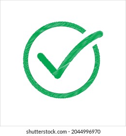 Green check mark icon. Tick symbol in green colour, Tick symbol, icon, sign in green colour vector illustration.