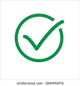 Icono de marca de verificación verde. Marque el símbolo en color verde, Símbolo Tick, icono, iniciar sesión en la ilustración del vector de color verde.