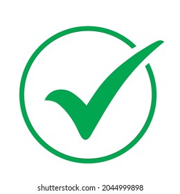 Green check mark icon. Tick symbol in green colour, Tick symbol, icon, sign in green colour vector illustration.