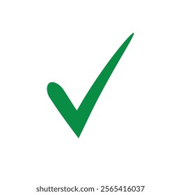 Green check mark icon. Tick symbol in green color, cheecklist vector illustration