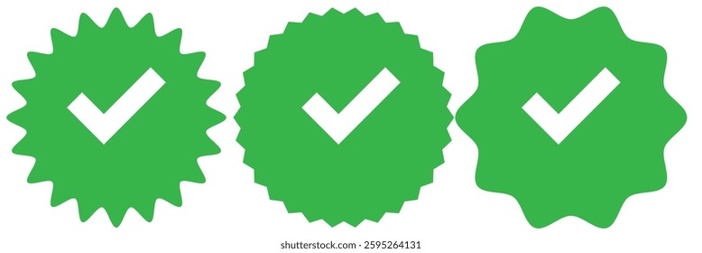 Green check mark icon. Tick symbol in green color, vector illustration.
