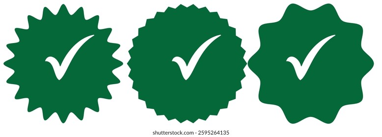 Green check mark icon. Tick symbol in green color, vector illustration.