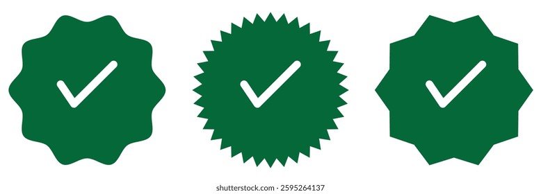 Green check mark icon. Tick symbol in green color, vector illustration.