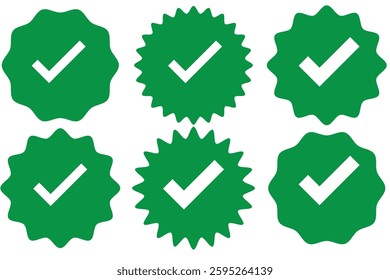 Green check mark icon. Tick symbol in green color, vector illustration.