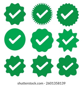 Green check mark icon. Green Tick symbol. Vector check icon. Variety Design. Eps 10