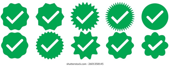 Green check mark icon. Green Tick symbol. Vector check icon. Variety Design. Eps 10