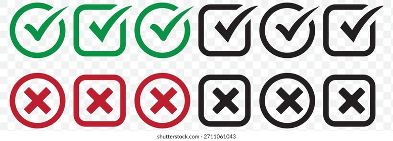 Icono verde de la marca de verificación, Ilustración vectorial de la marca de la garrapata aislada en fondo transparente