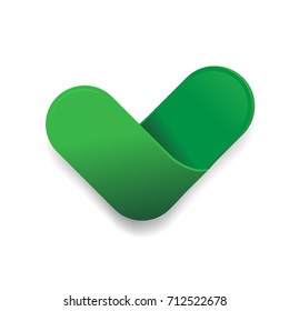 Green check mark icon. Tick symbol in green color, vector illustration. Done logo.