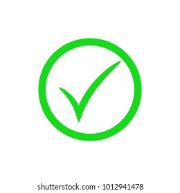 Green check mark icon. Vector checkmark button. Tick symbol. Illustration isolated on white background.