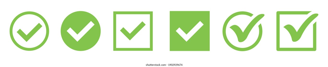Green Check Mark Icon. Check Mark Vector Icon. Checkmark Illustration. Vector Symbols Set ,green Checkmark Isolated On White Background. Correct Vote Choise Isolated Symbol.