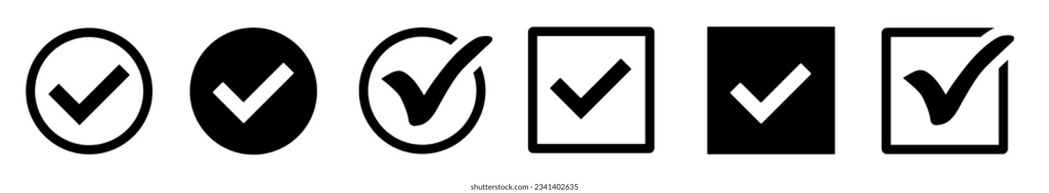 Green check mark icon. Check mark vector icon. Checkmark Illustration. Vector symbols set ,green checkmark isolated on white background. Correct vote choise isolated symbol.	