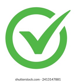 Green check mark icon. vector illustration.