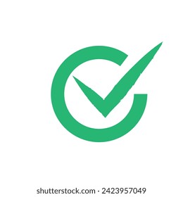 Green check mark icon. Vector checkmark button. Tick symbol