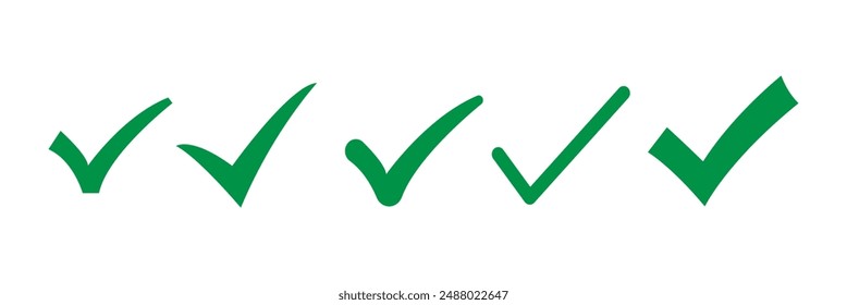 Green check mark icon. Check mark vector icon. Checkmark Illustration. Vector symbols set ,green checkmark isolated on white background. Correct vote choose isolated symbol.